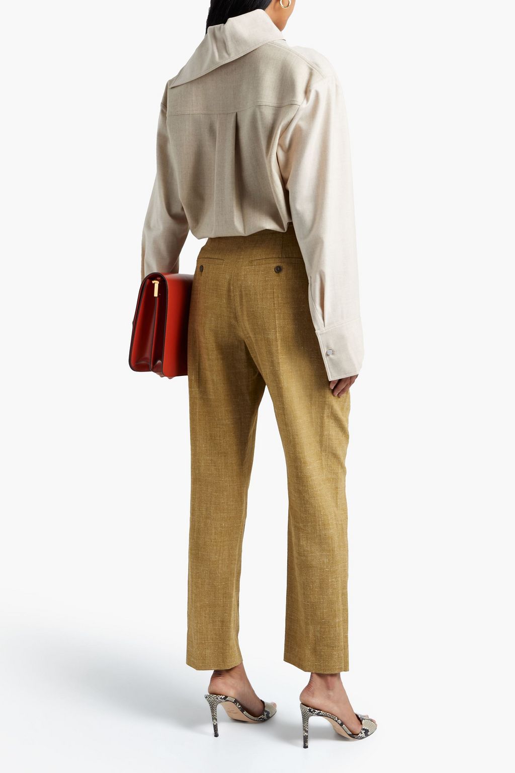 ROKSANDA Goya belted silk, linen and wool-blend tapered pants