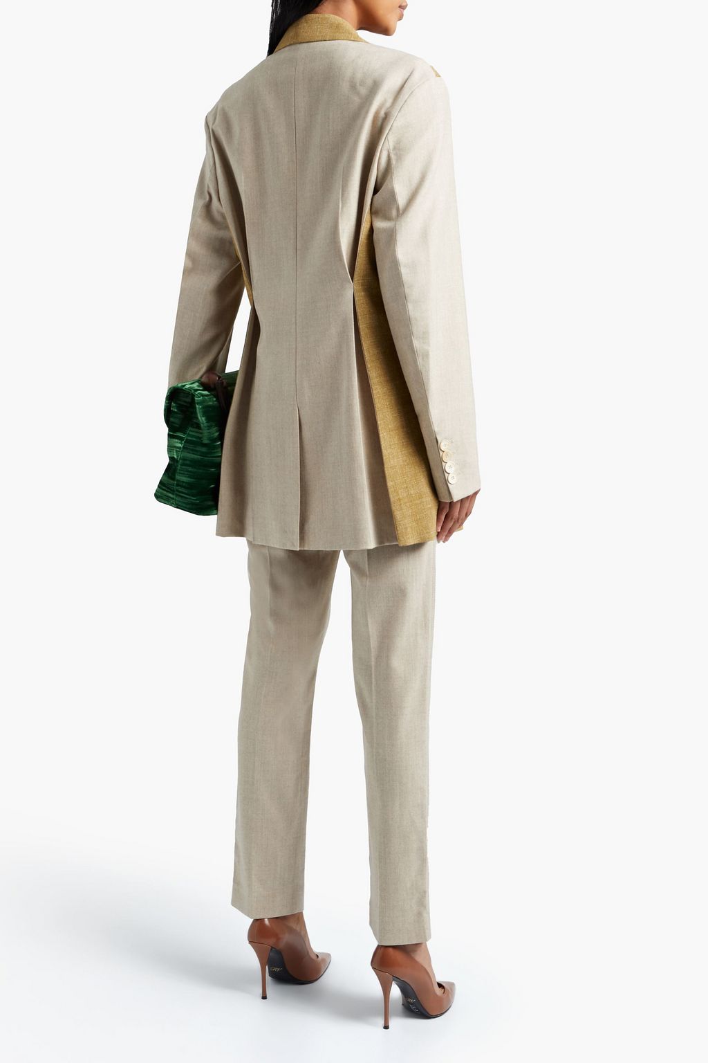 ROKSANDA Leonie oversized two-tone silk, linen and wool-blend blazer