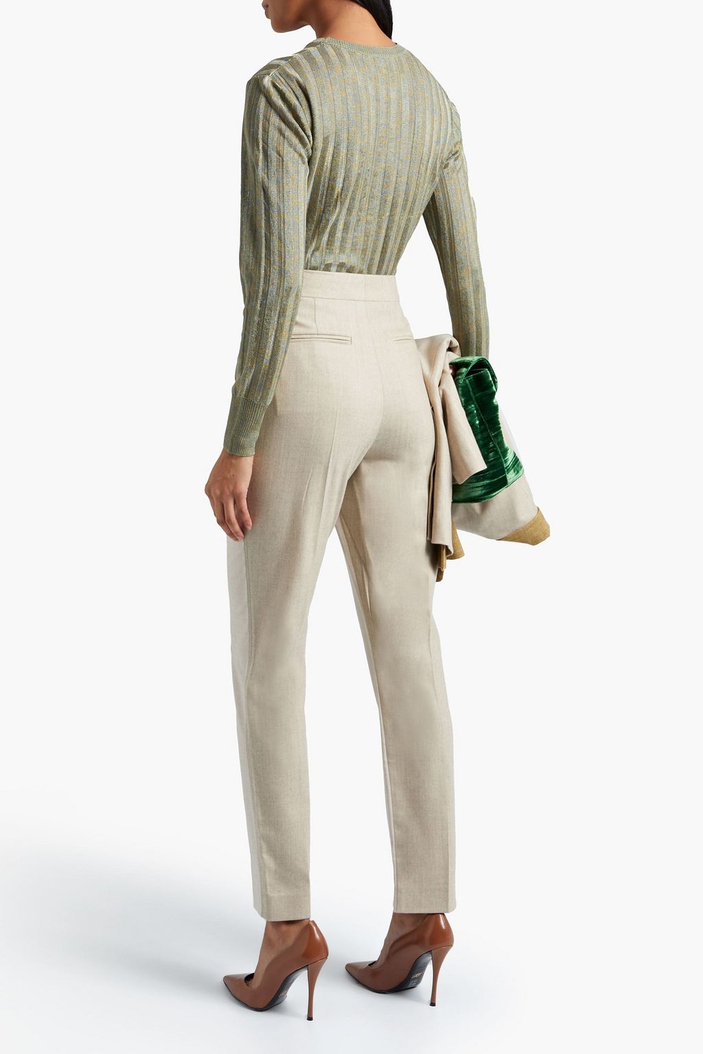 ROKSANDA Colwyn mélange wool-blend twill tapered pants