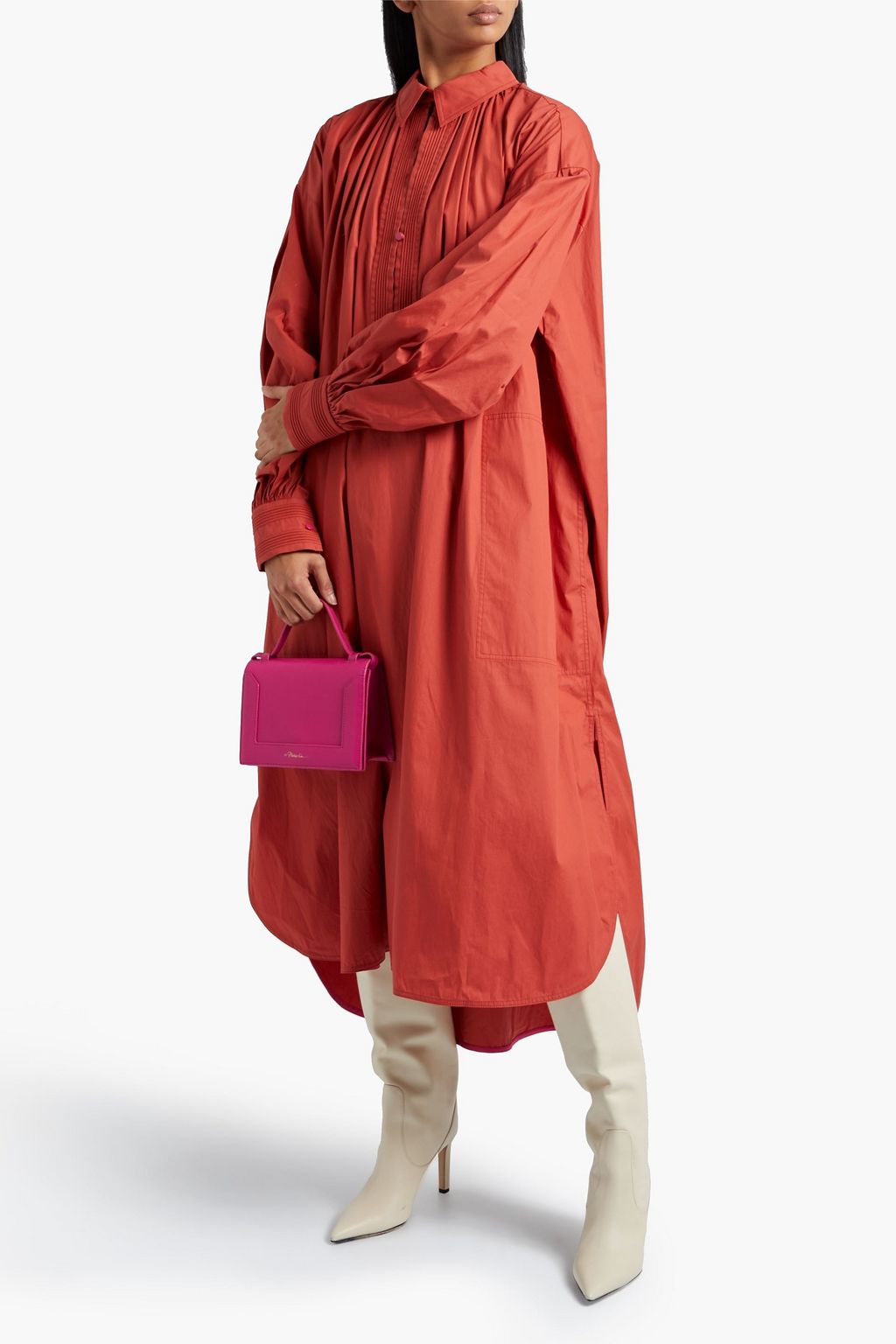 ROKSANDA Adela oversized gathered cotton-poplin midi shirt dress