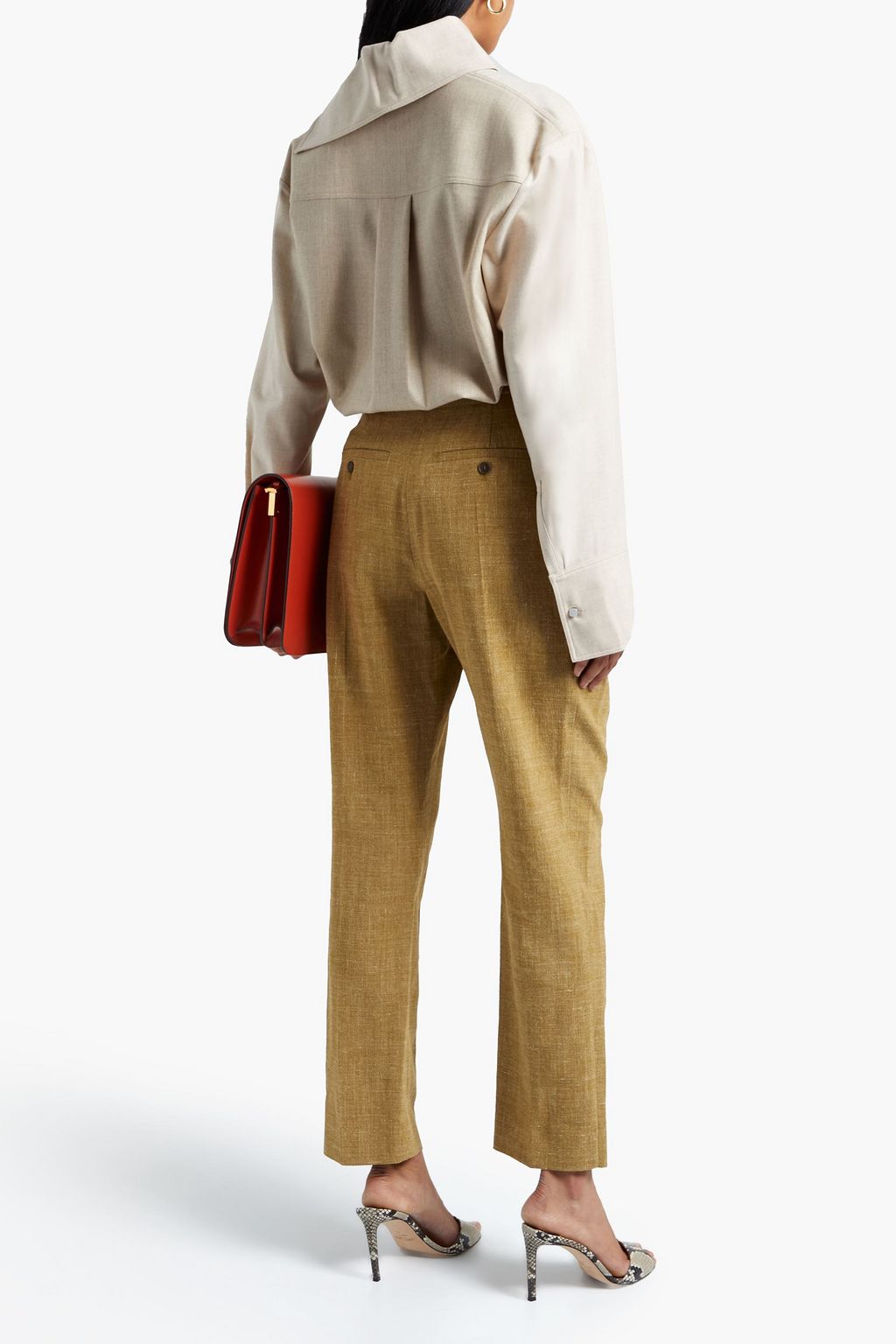 ROKSANDA Sierra fold-over wool-blend twill blouse