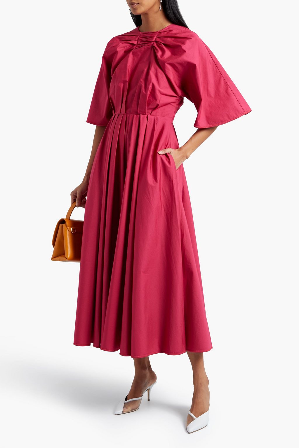 ROKSANDA Stella pleated cotton-poplin midi dress