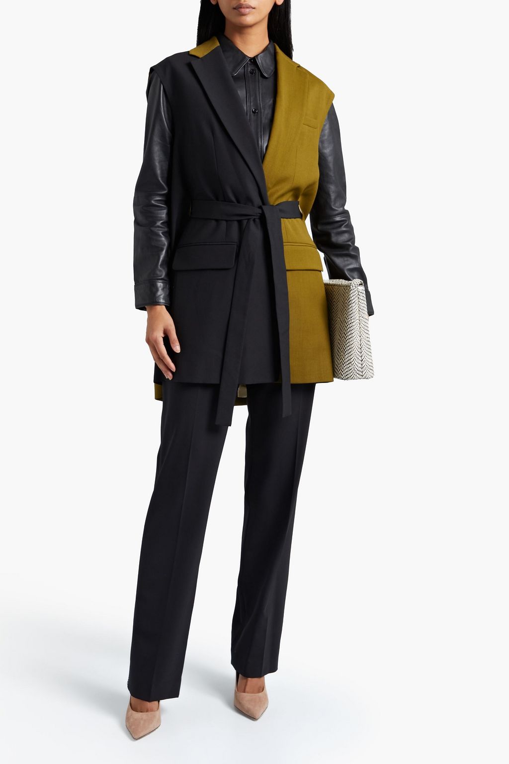 ROKSANDA Paola belted two-tone grain de poudre and twill vest
