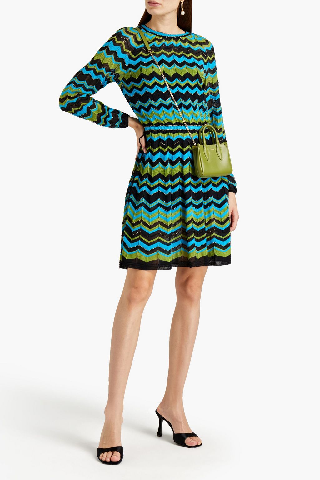 M MISSONI Gathered embroidered knitted dress