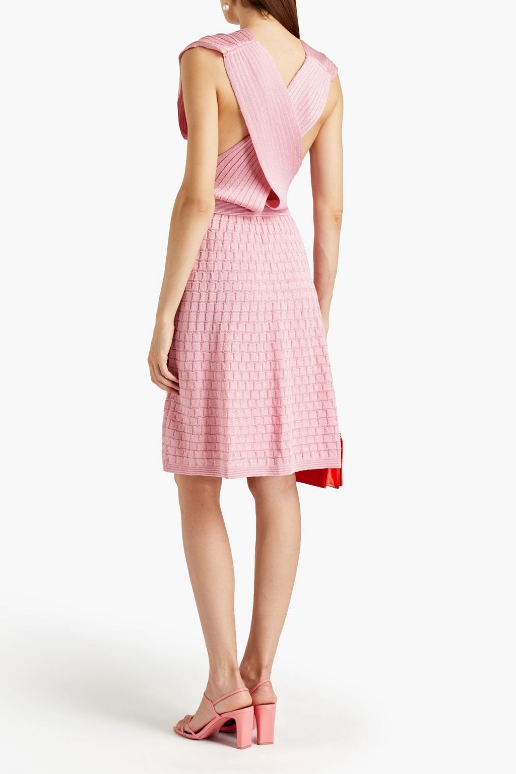 M MISSONI Twist-front metallic crochet-knit dress