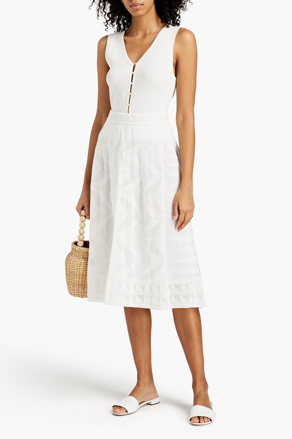 M Missoni Crochet-knit Cotton-blend Skirt In White