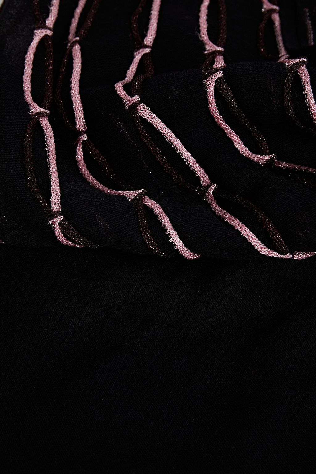 M MISSONI Metallic-trimmed appliquéd crochet-knit scarf