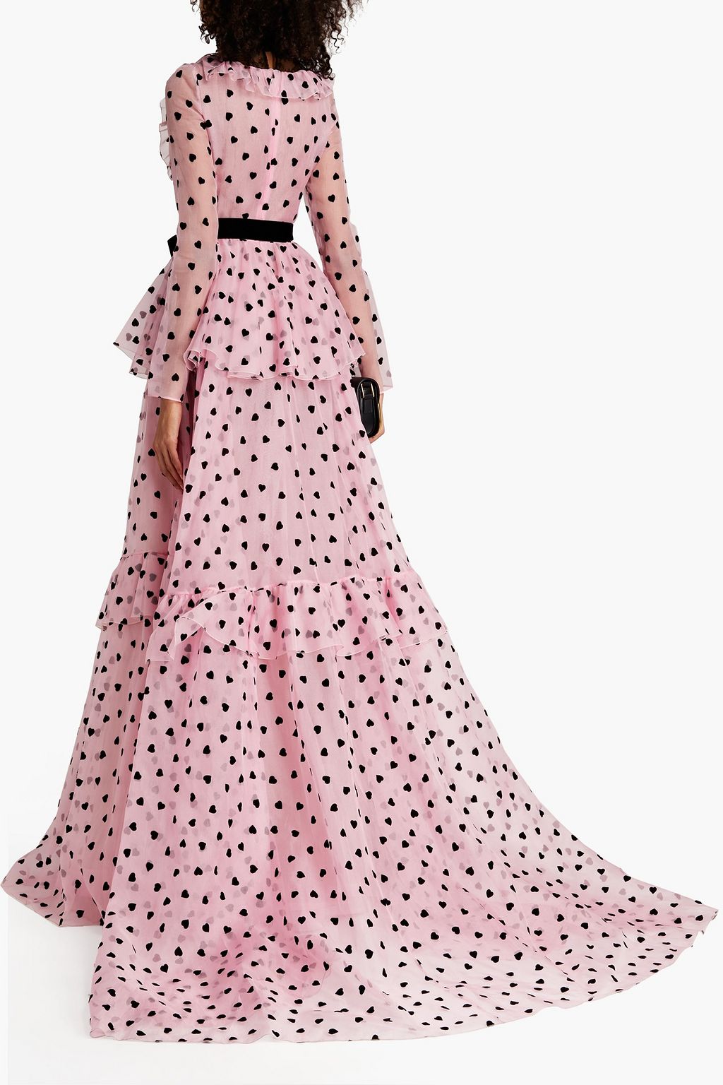 VALENTINO GARAVANI Lace-paneled flocked silk-organza gown