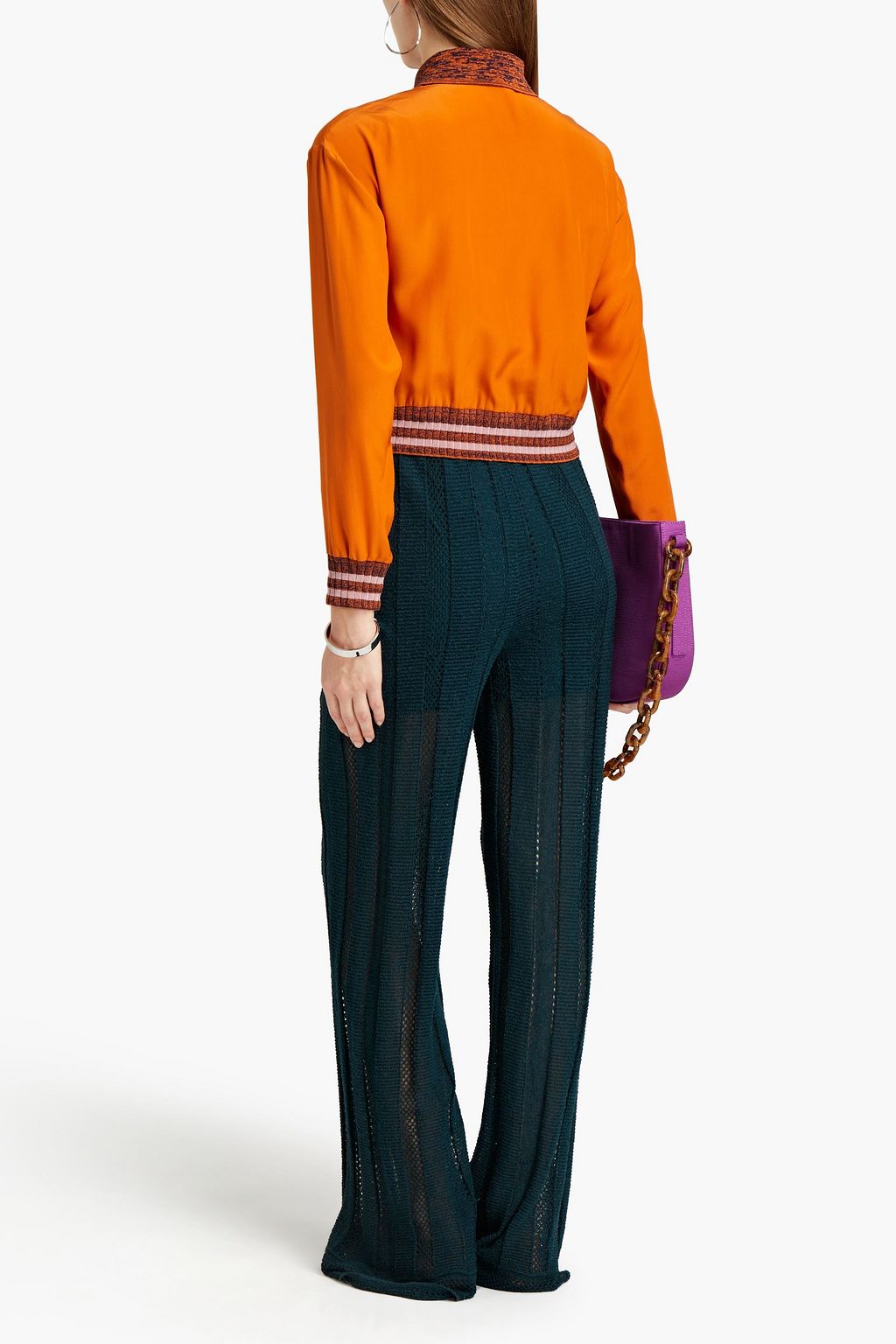 M MISSONI Pointelle-trimmed ribbed crochet-knit flared pants