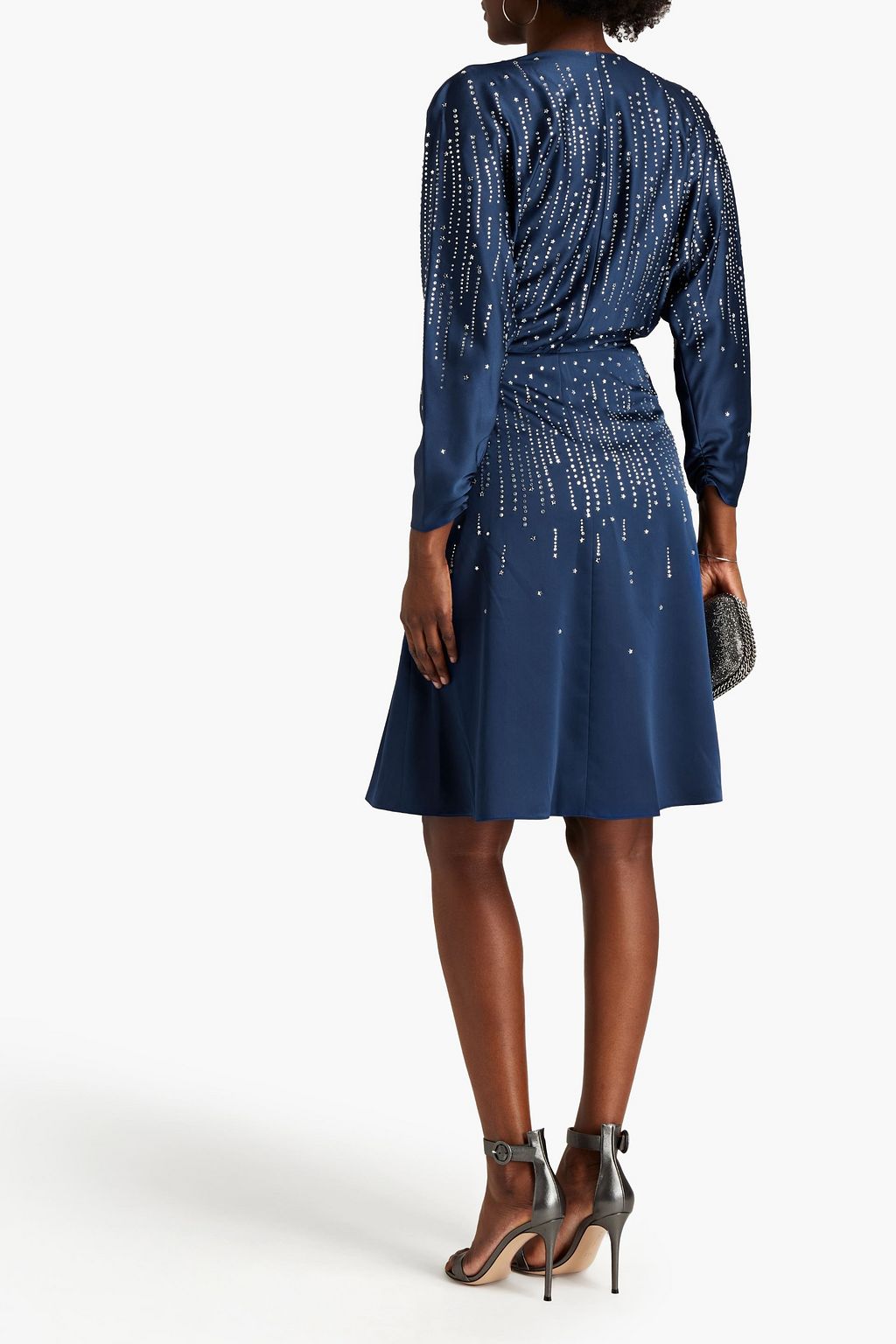 JENNY PACKHAM Crystal-embellished satin-crepe wrap dress
