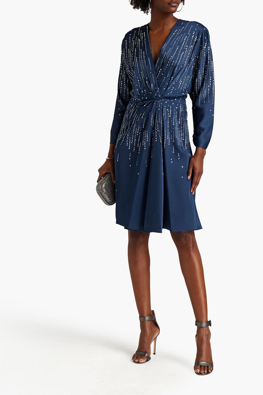 JENNY PACKHAM Crystal-embellished satin-crepe wrap dress