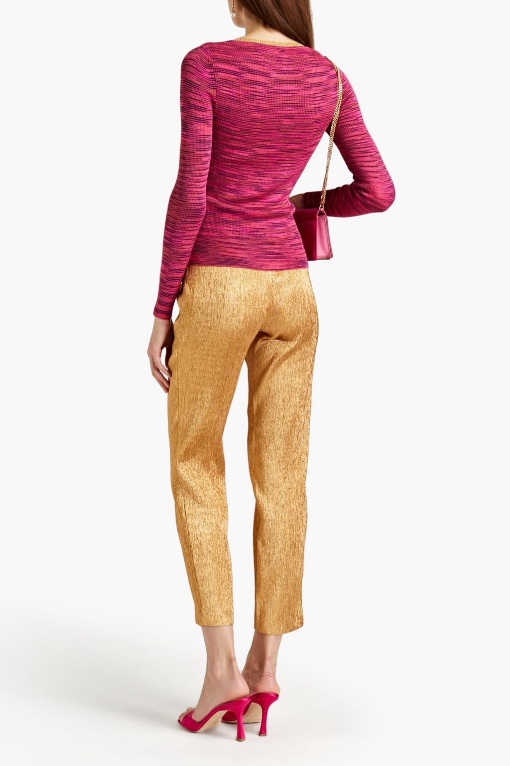 M MISSONI Metallic plissé jersey tapered pants