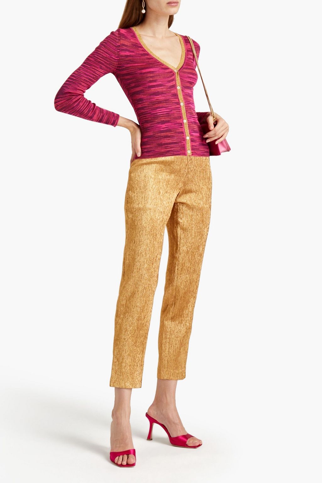 M MISSONI Metallic plissé jersey tapered pants