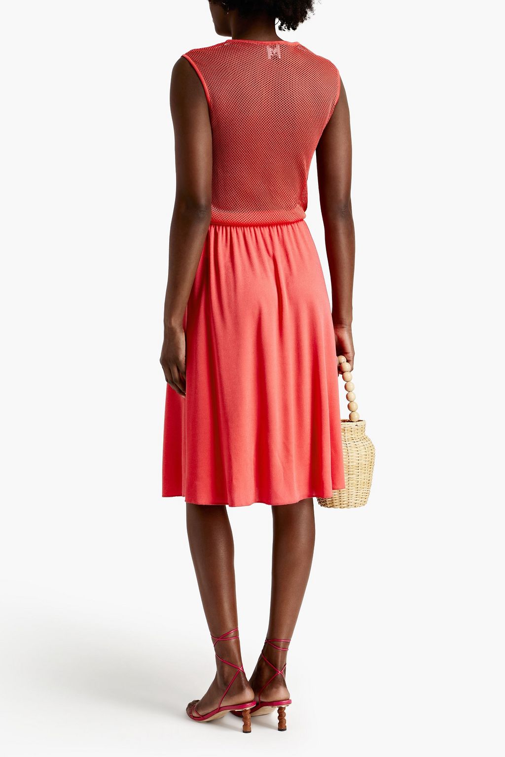 M MISSONI Gathered mesh-trimmed jersey midi dress