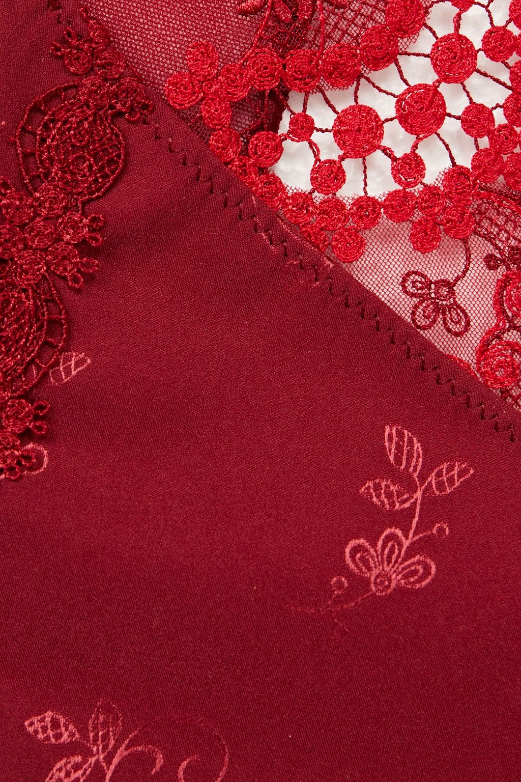 SIMONE PÉRÈLE Picot-trimmed embroidered tulle and jacquard low-rise thong