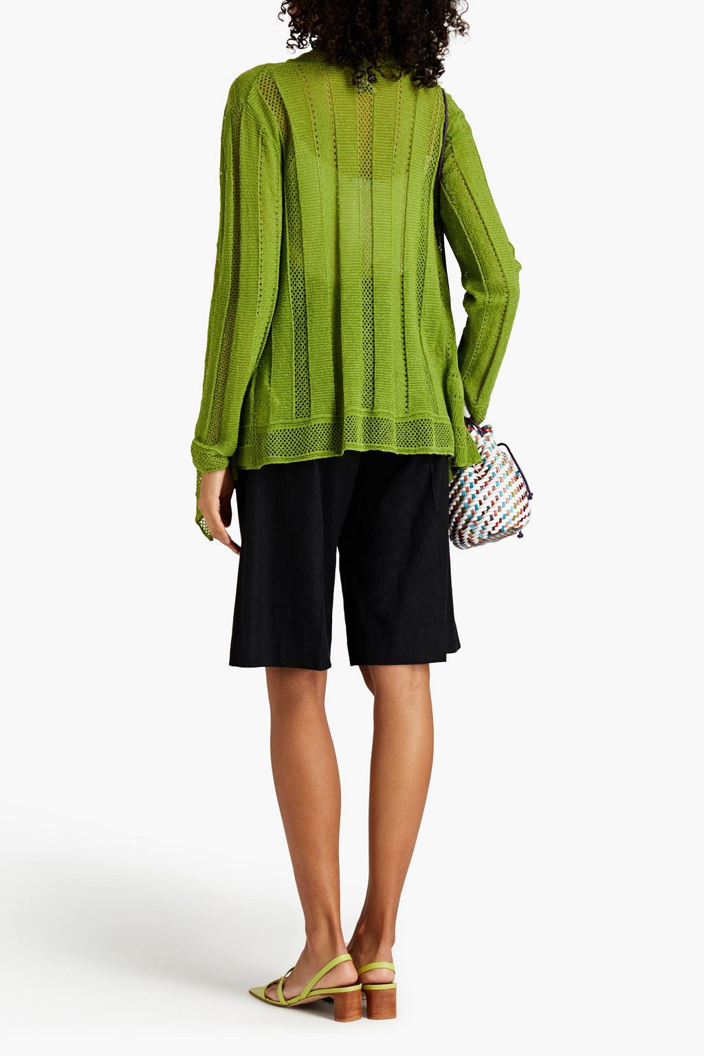 M MISSONI Pointelle-trimmed ruffled crochet-knit cardigan