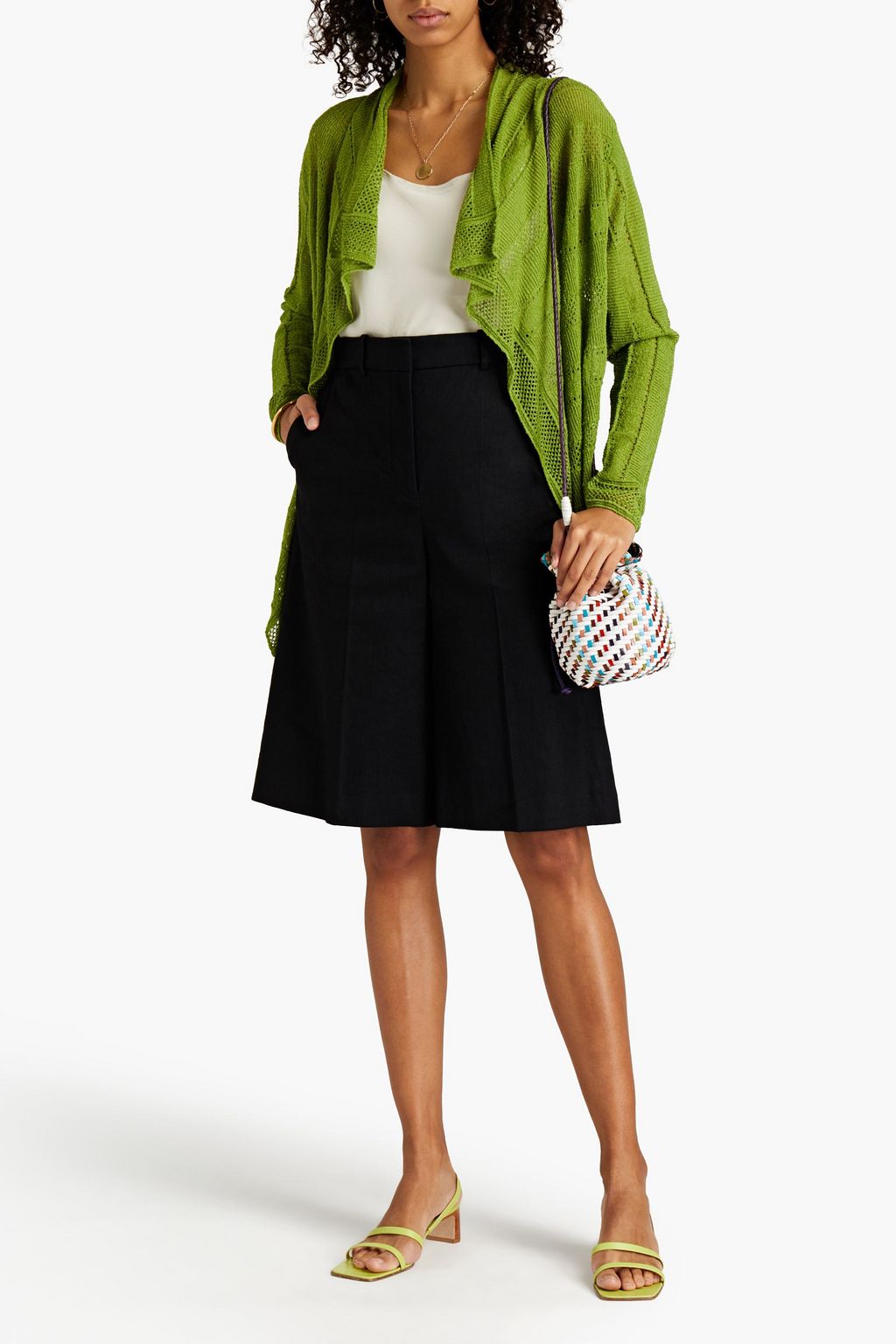 M MISSONI Pointelle-trimmed ruffled crochet-knit cardigan