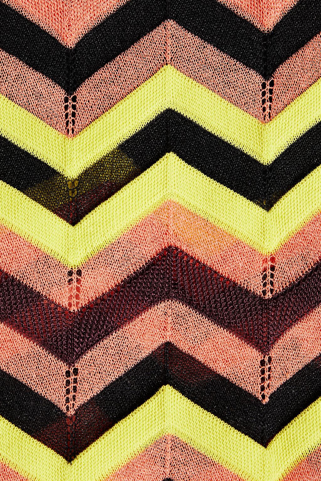 M MISSONI Pointelle-trimmed crochet-knit cotton-blend scarf