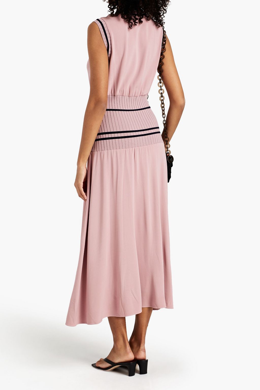 M MISSONI Ribbed knit-paneled stretch-jersey midi dress