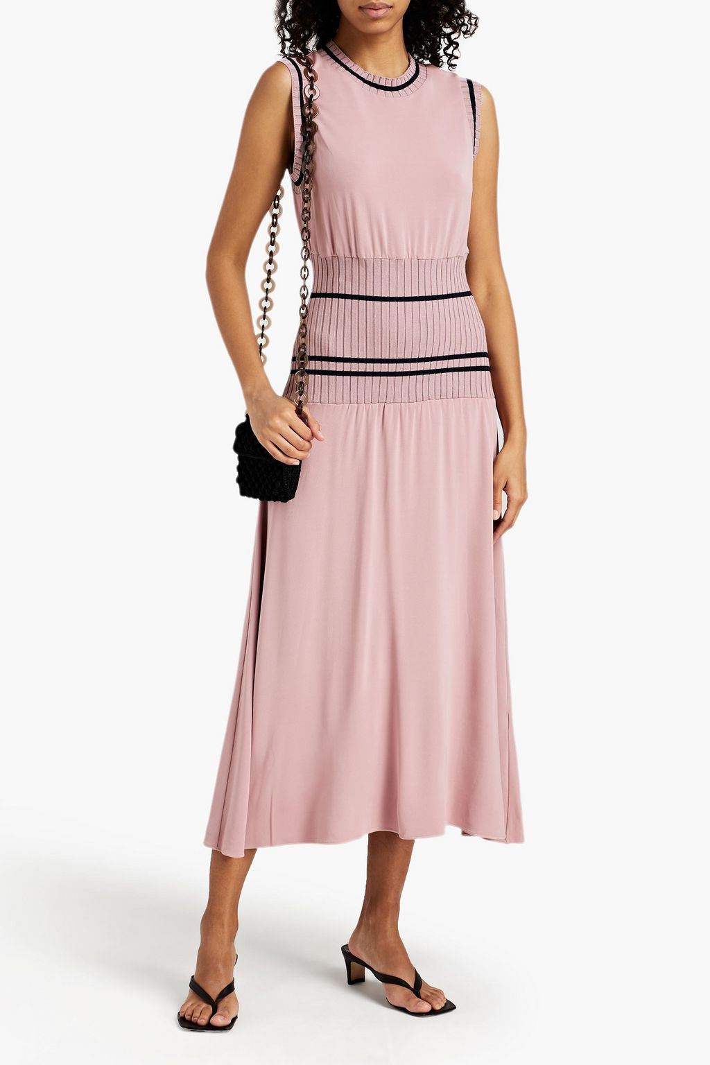 M MISSONI Ribbed knit-paneled stretch-jersey midi dress