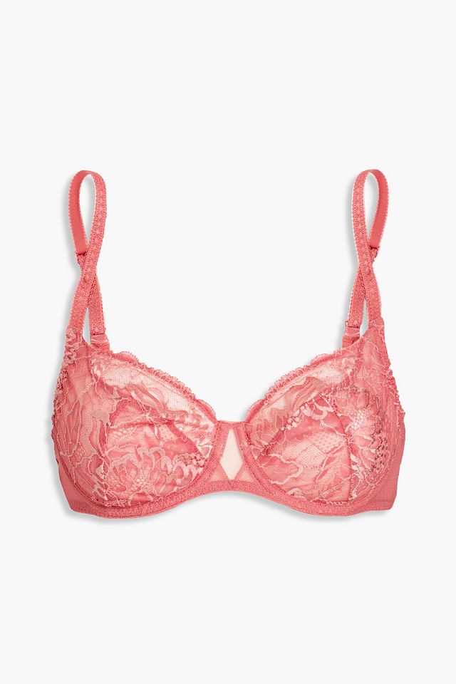 Stretch-lace and point d'esprit underwired bra