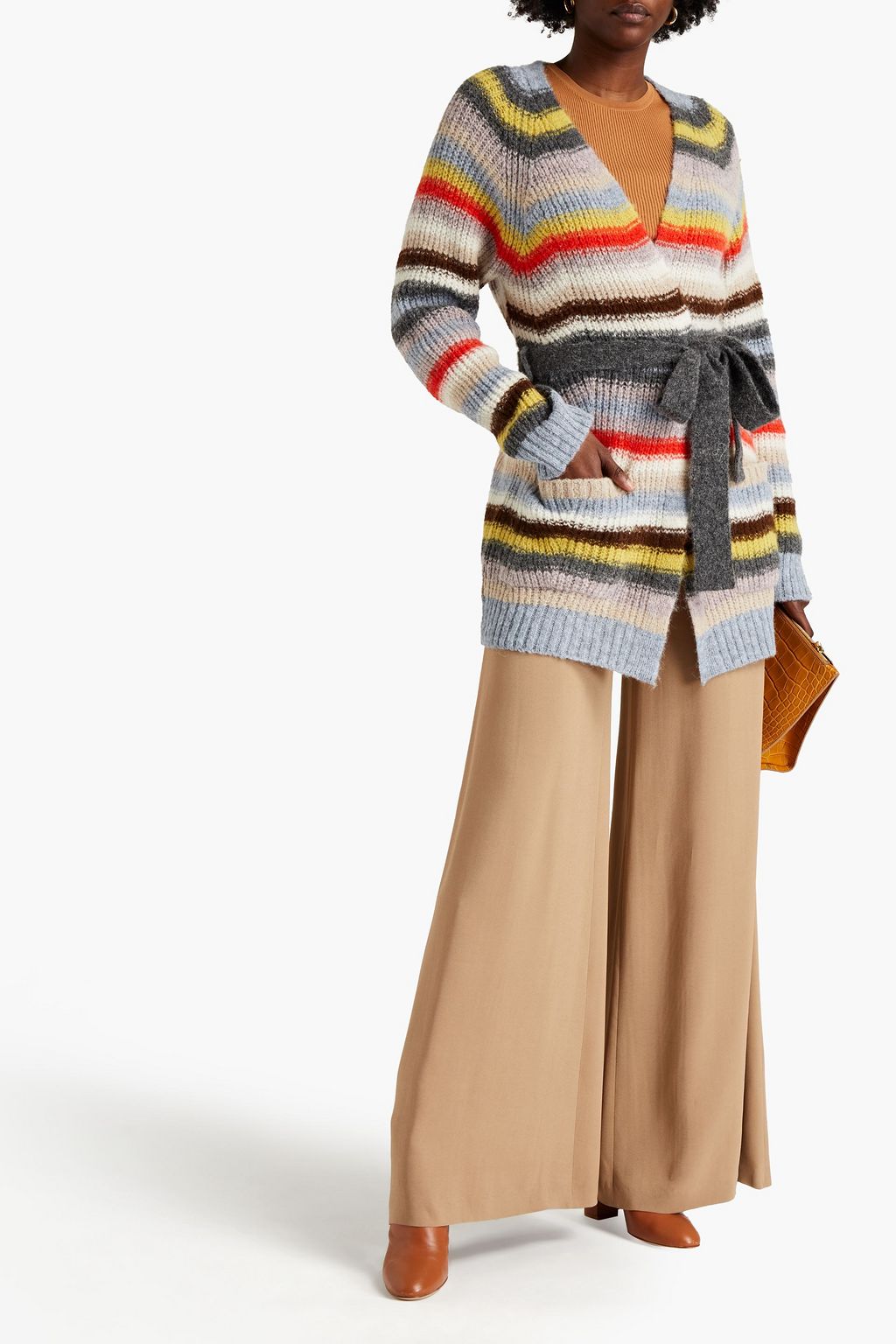 M MISSONI Brushed ribbed striped alpaca-blend cardigan