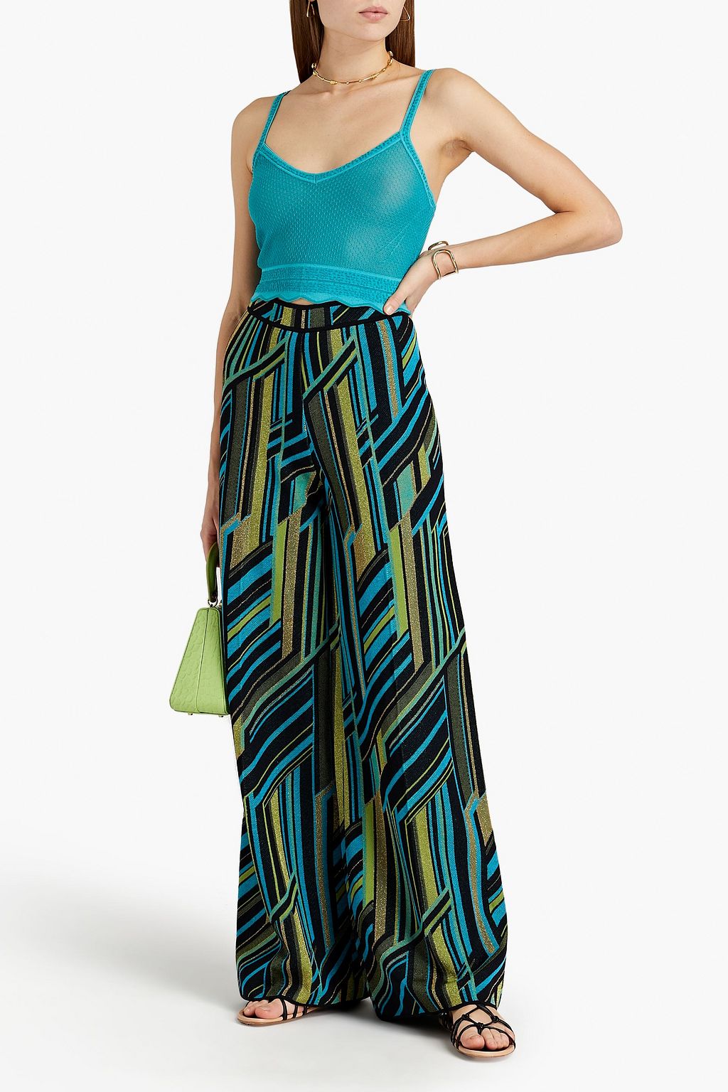 M MISSONI Cropped scalloped crochet-knit top