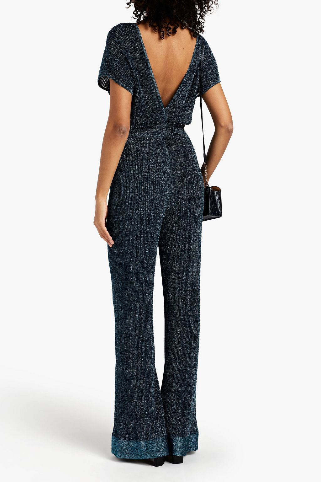 M MISSONI Jumpsuit mit weitem Bein aus Ripp und PointelleStrick mit