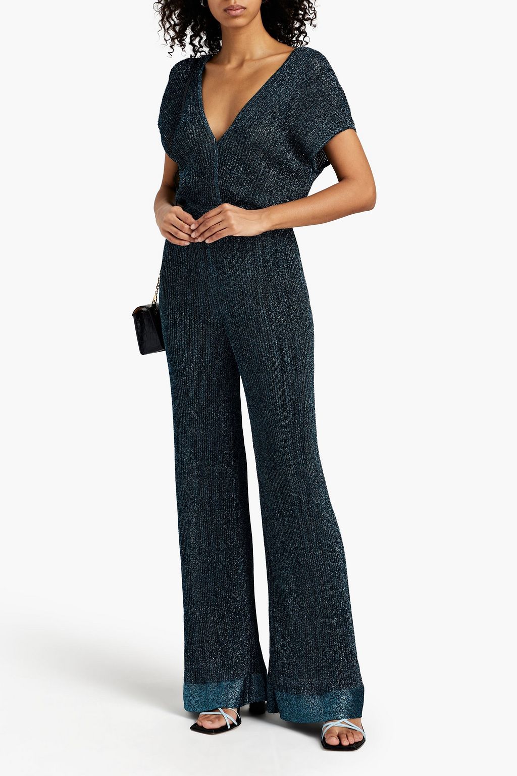 M MISSONI Jumpsuit mit weitem Bein aus Ripp und PointelleStrick mit