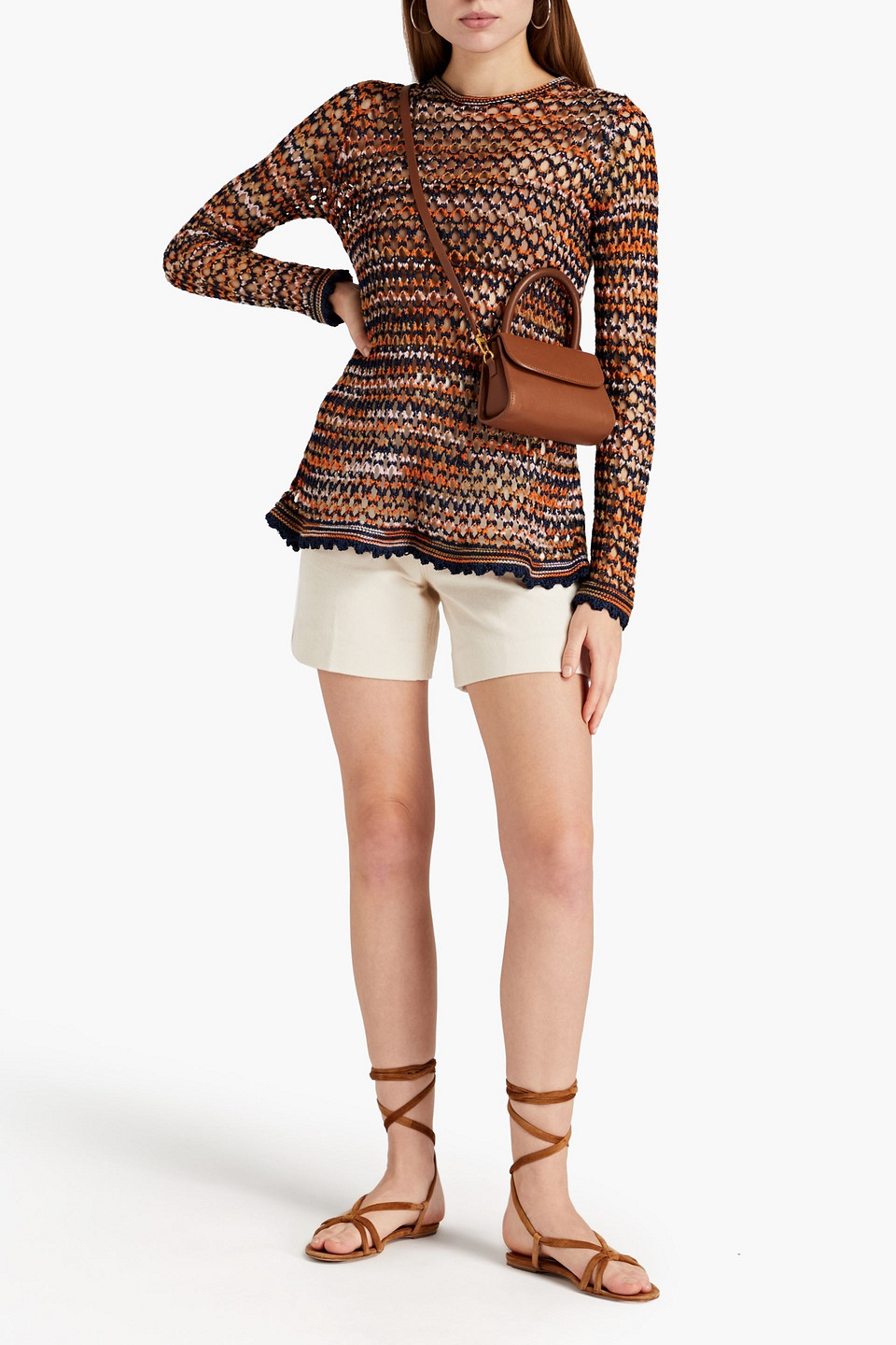 M Missoni Crochet-knit Jumper In Brown