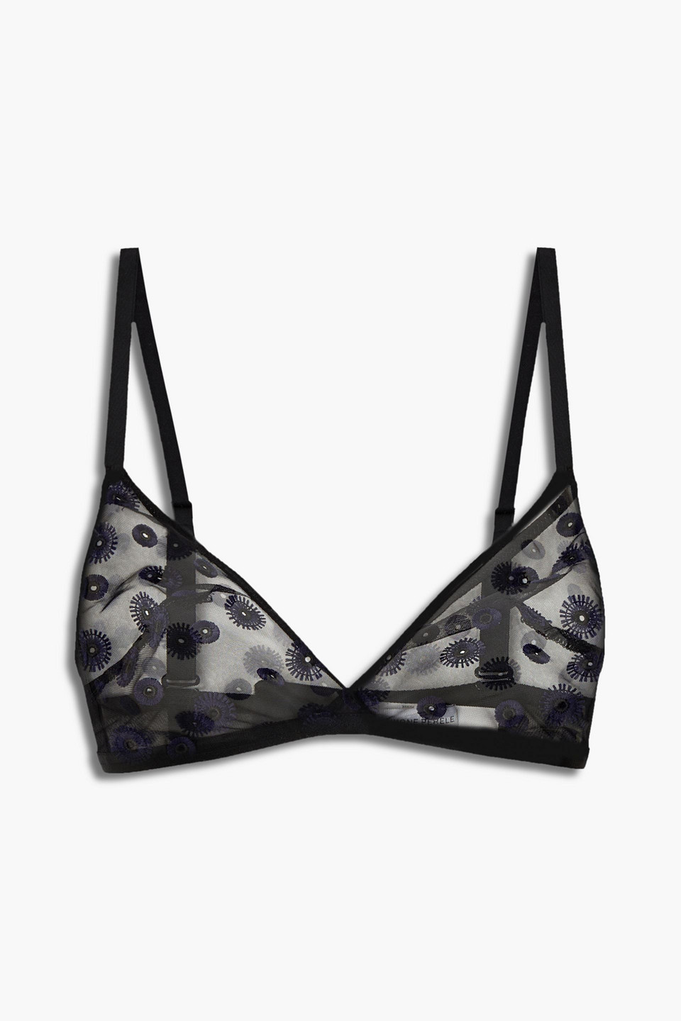 Simone Perele Embroidered Stretch-tulle Triangle Bra In Black