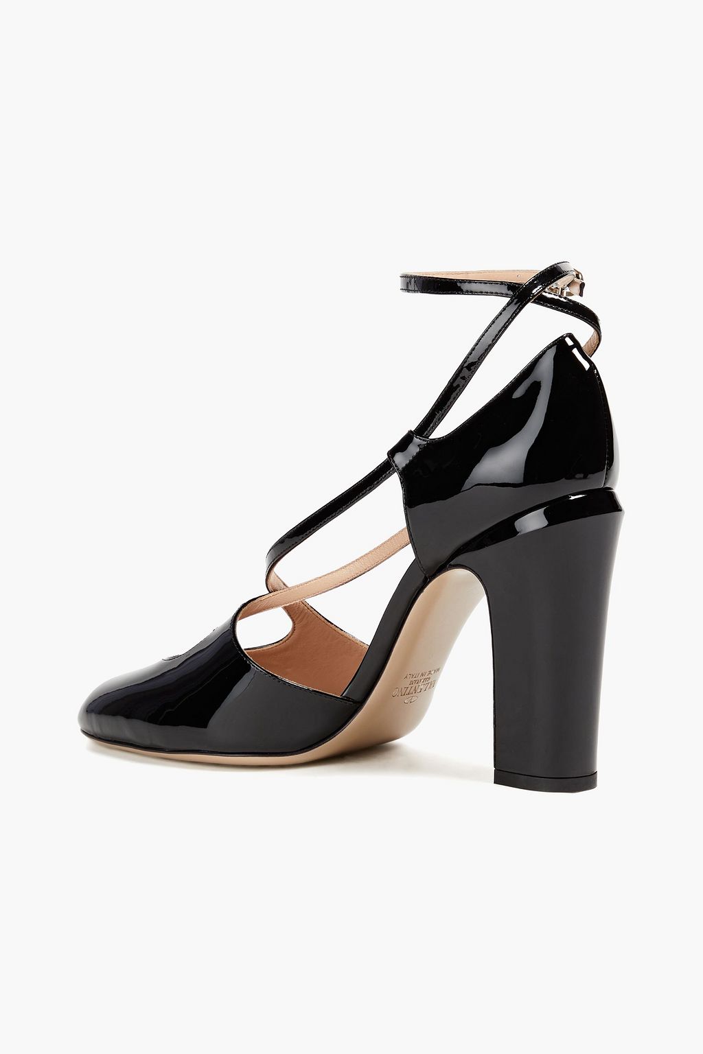 VALENTINO GARAVANI Cutout patent-leather Mary Jane pumps