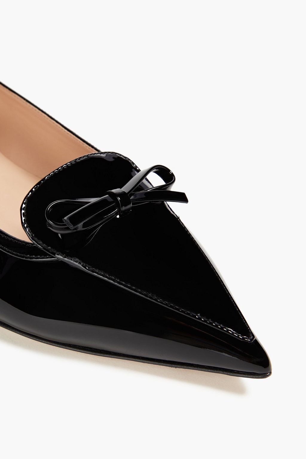 VALENTINO GARAVANI Bow-embellished patent-leather point-toe flats