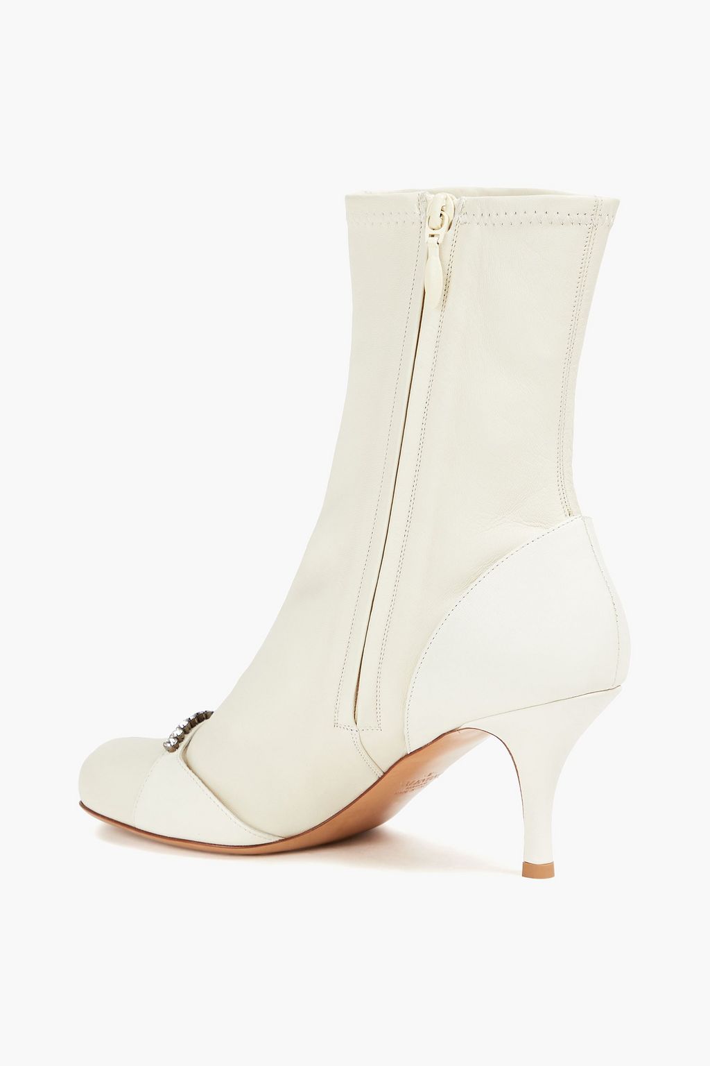 VALENTINO GARAVANI Crystal-embellished leather ankle boots