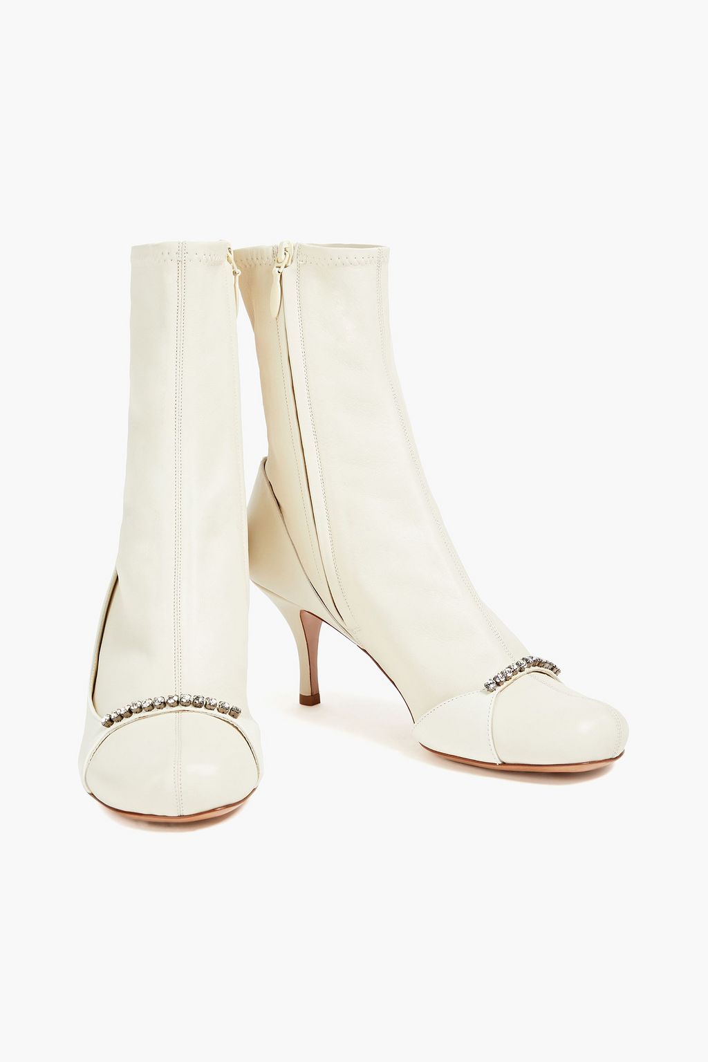 VALENTINO GARAVANI Crystal-embellished leather ankle boots