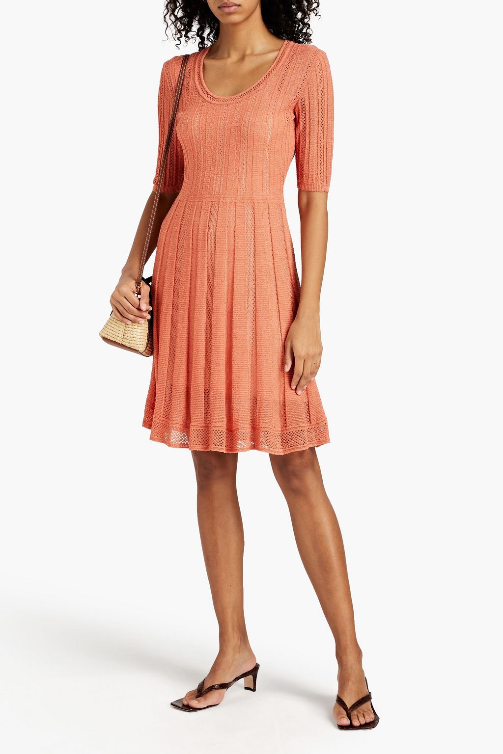 M MISSONI Pleated pointelle-knit dress
