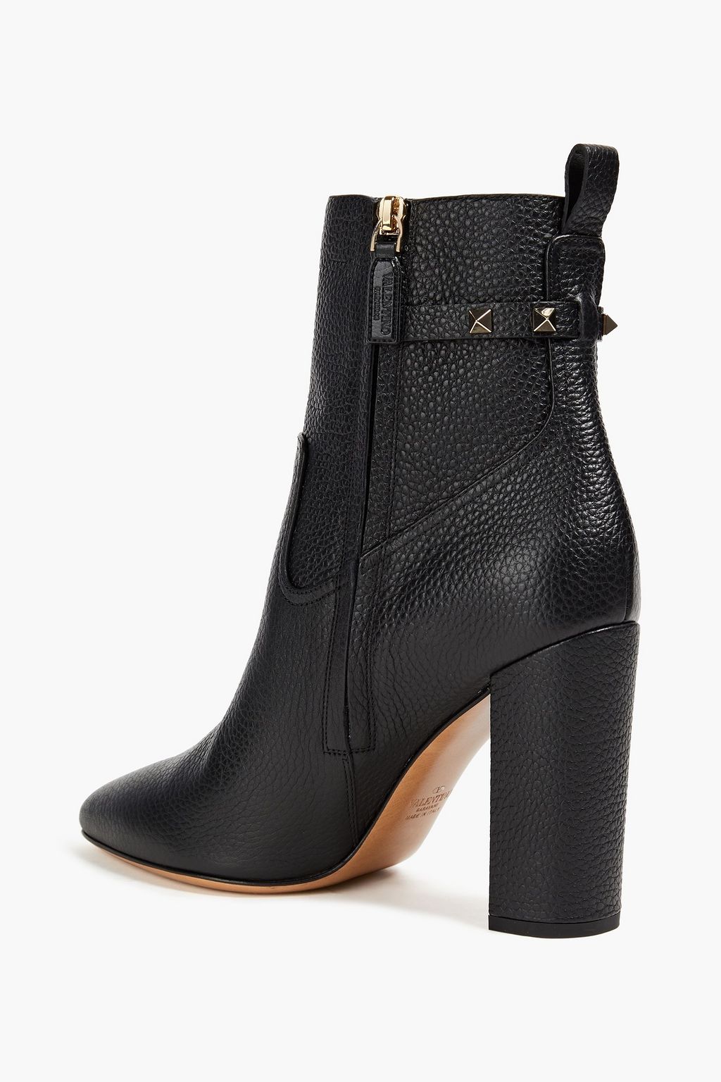 VALENTINO GARAVANI Rockstud pebbled-leather ankle boots