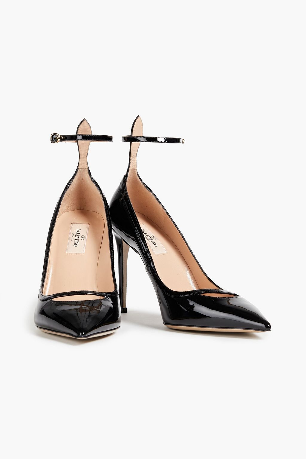 VALENTINO GARAVANI Cutout patent-leather Mary Jane pumps