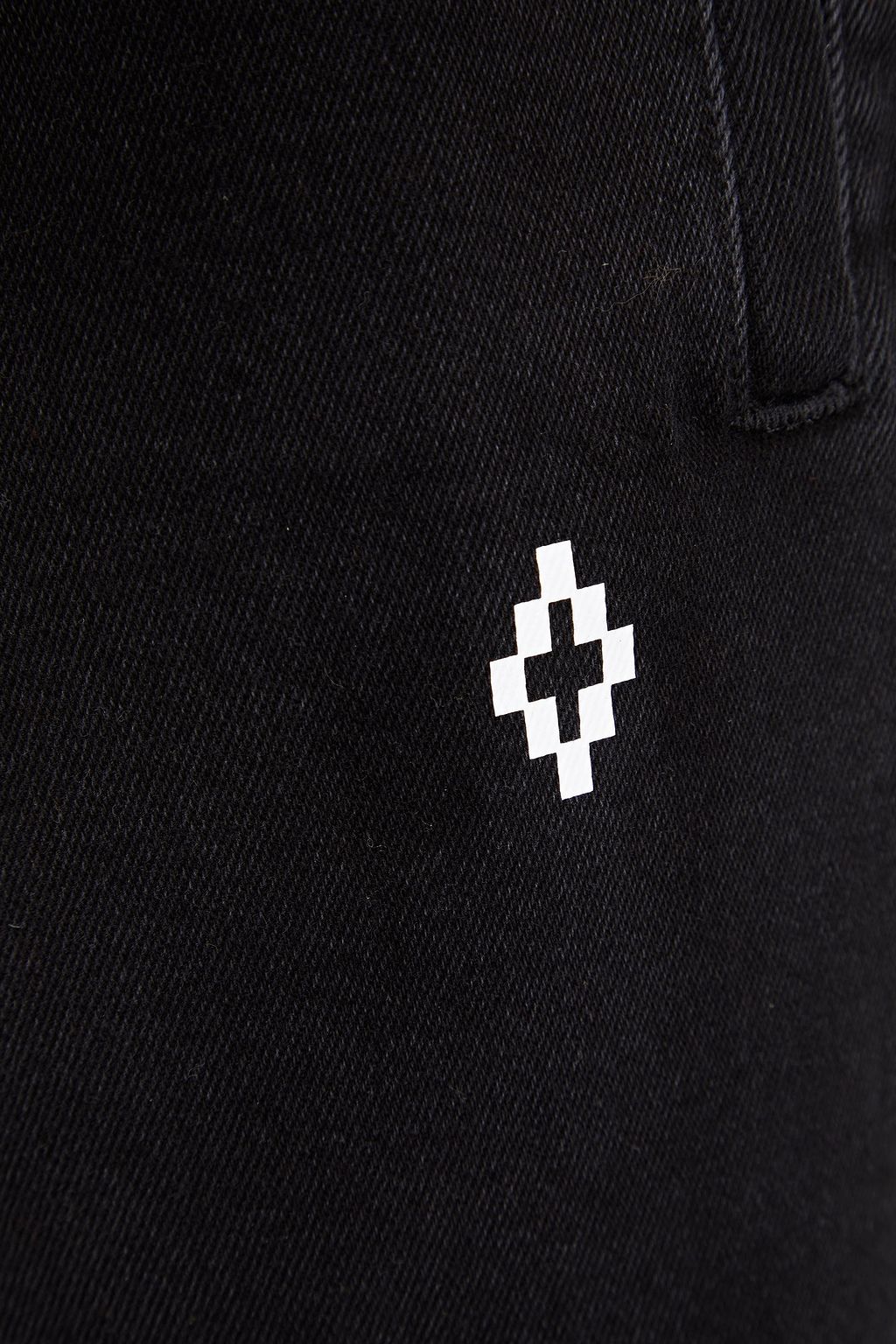 MARCELO BURLON Tapered denim-paneled printed French cotton-blend terry pants