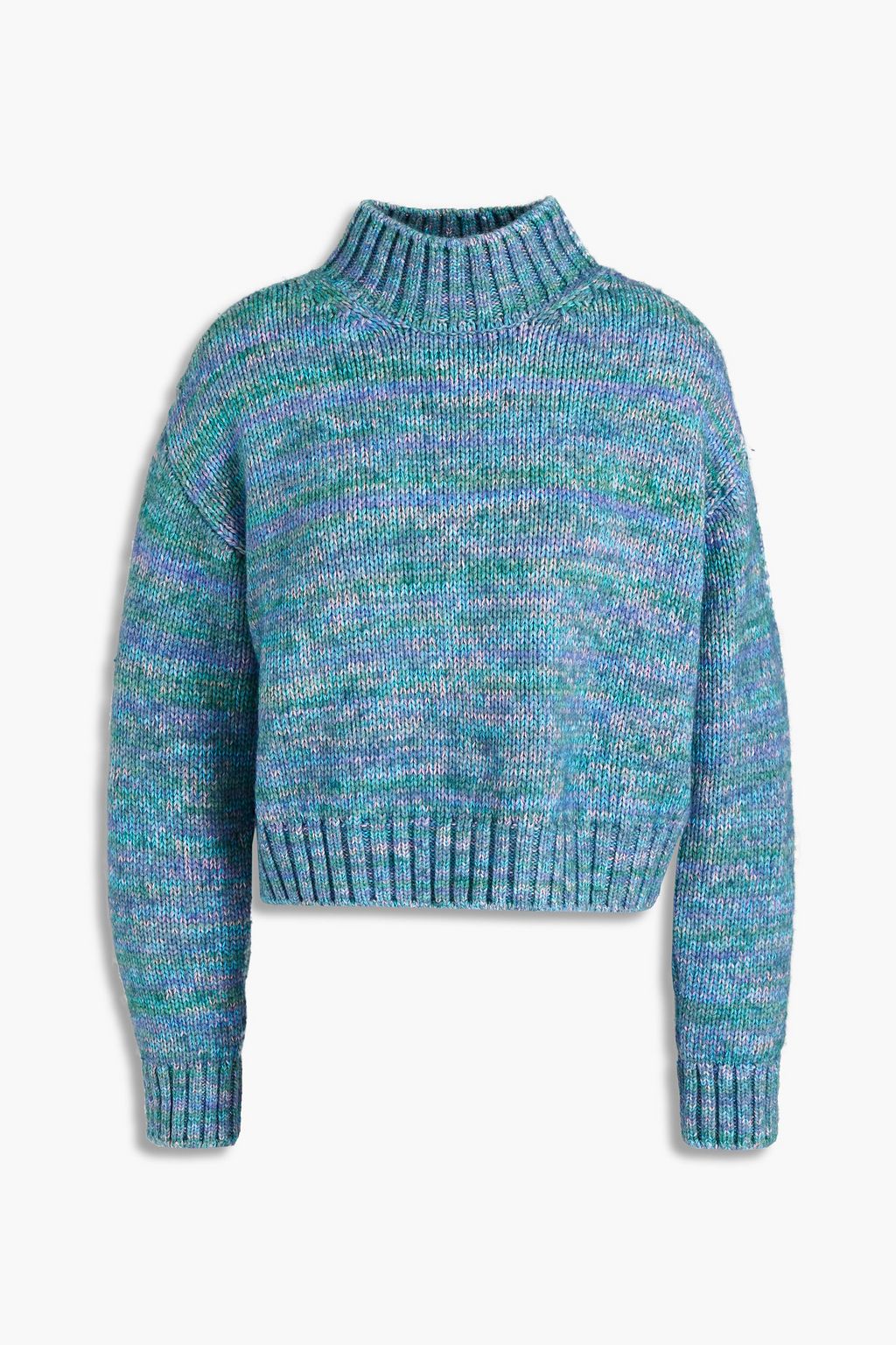 Multicolor Cropped marled cotton-blend 