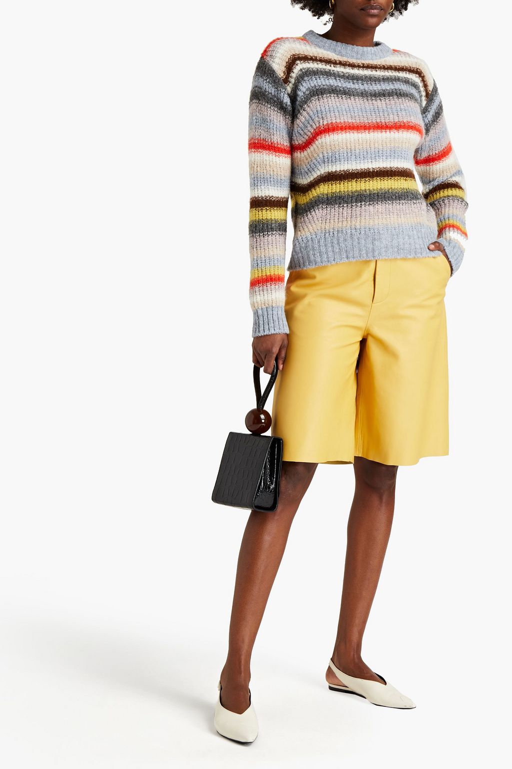 M MISSONI Brushed ribbed striped alpaca-blend sweater