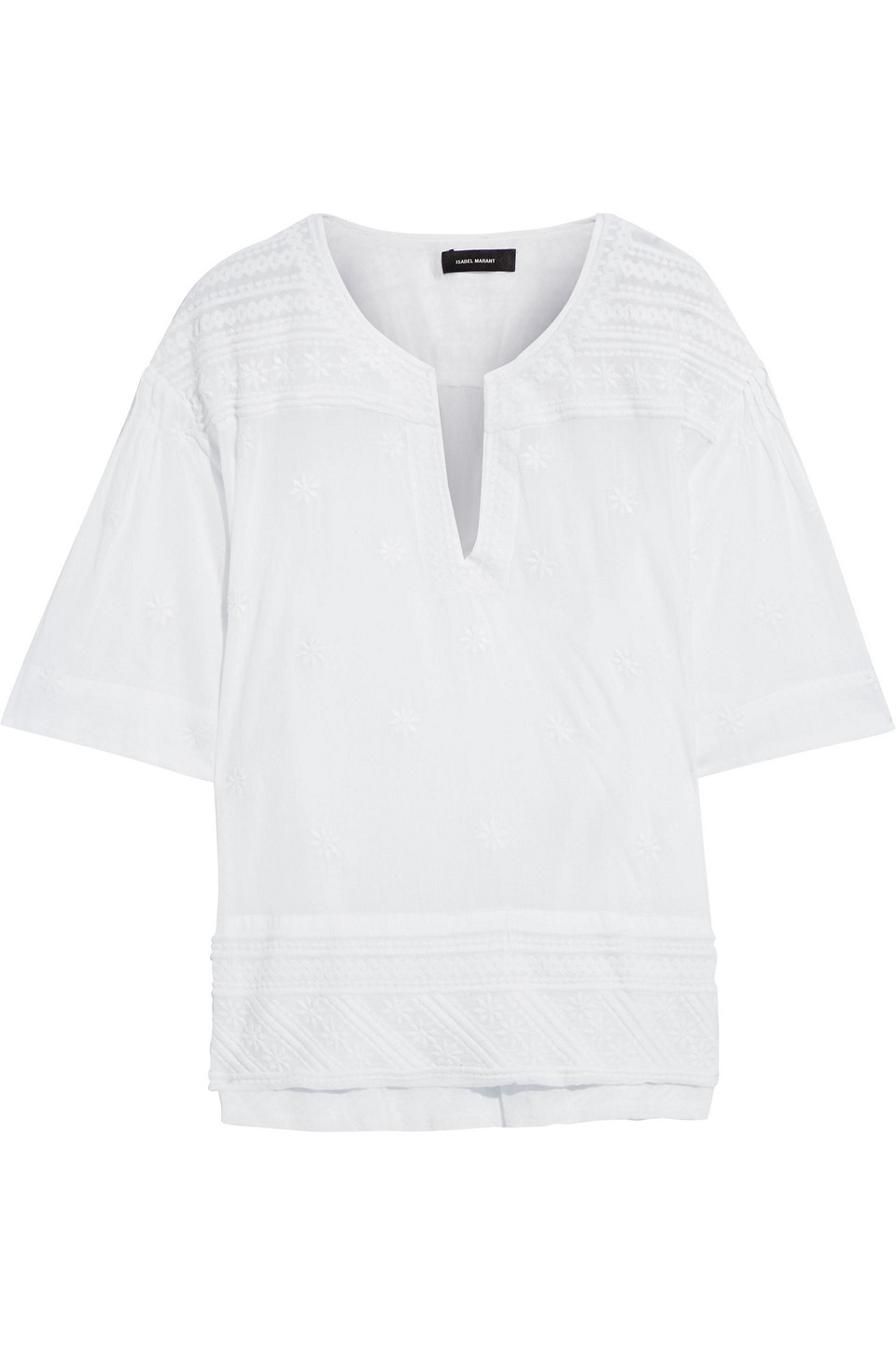 Isabel Marant Embroidered Cotton-voile Top In White