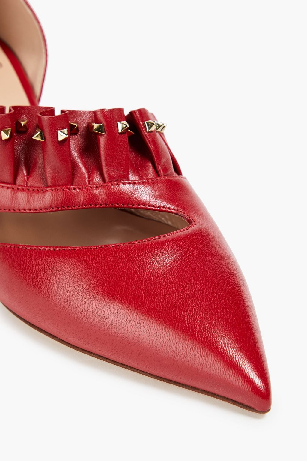 VALENTINO GARAVANI Pumps aus Leder mit Rüschen, Nieten und Cut-outs