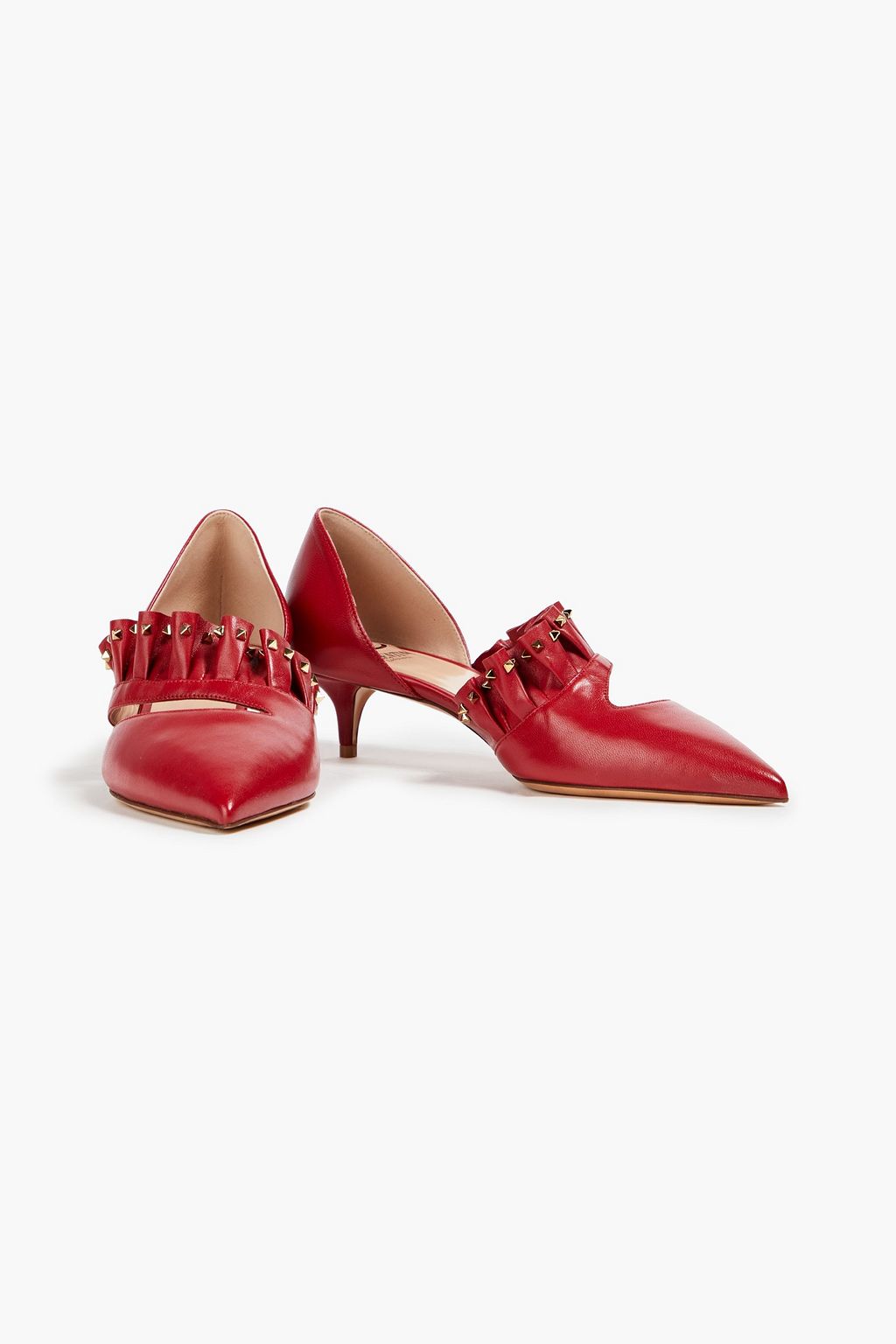VALENTINO GARAVANI Pumps aus Leder mit Rüschen, Nieten und Cut-outs