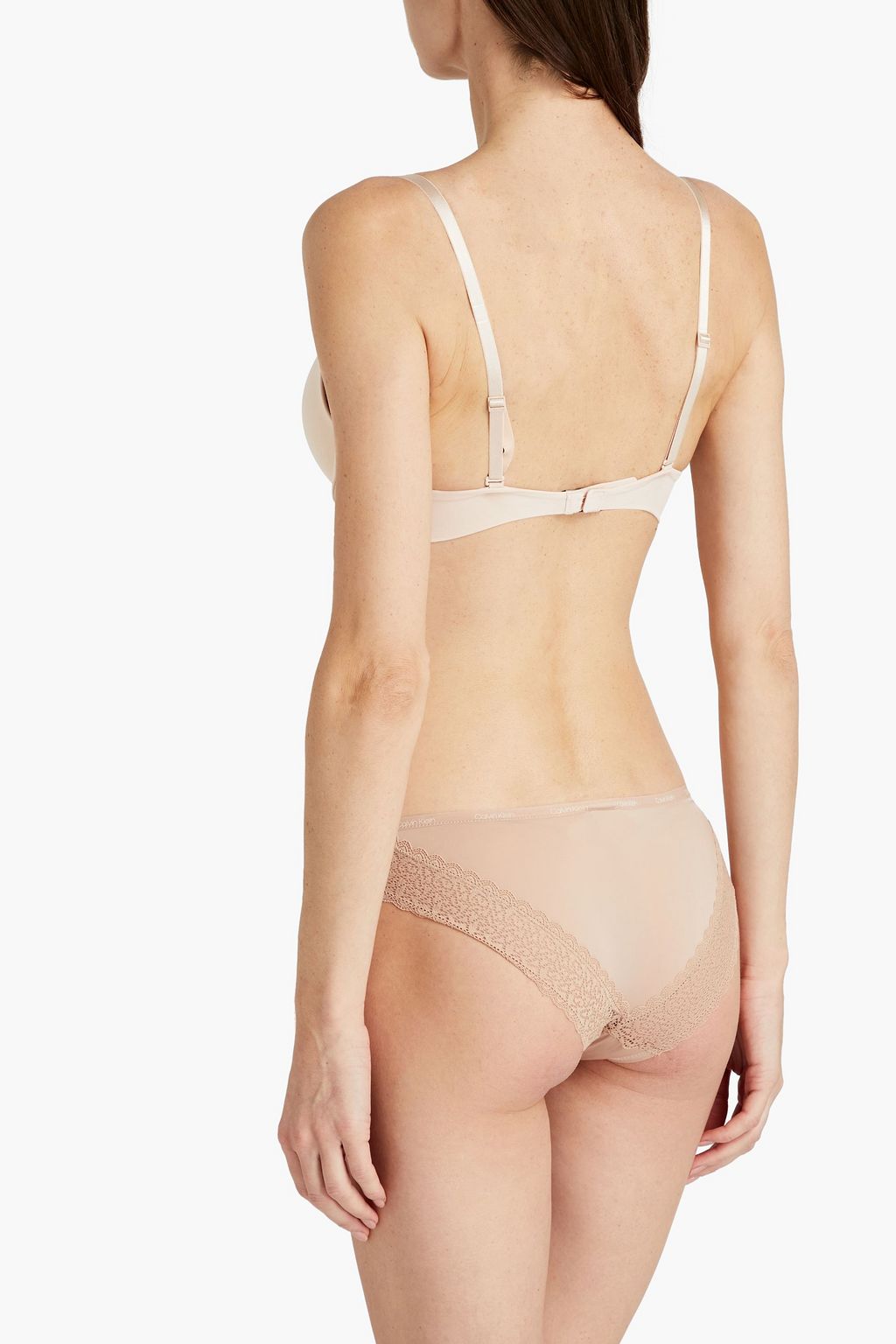 CALVIN KLEIN Convertible mesh-paneled stretch-jersey push-up bra