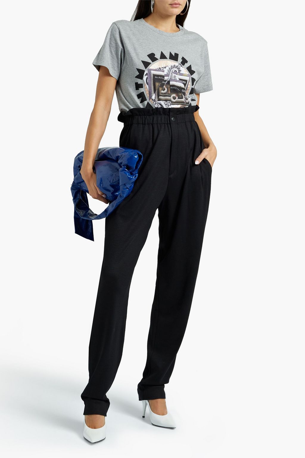ISABEL MARANT Mélange wool-jersey tapered pants