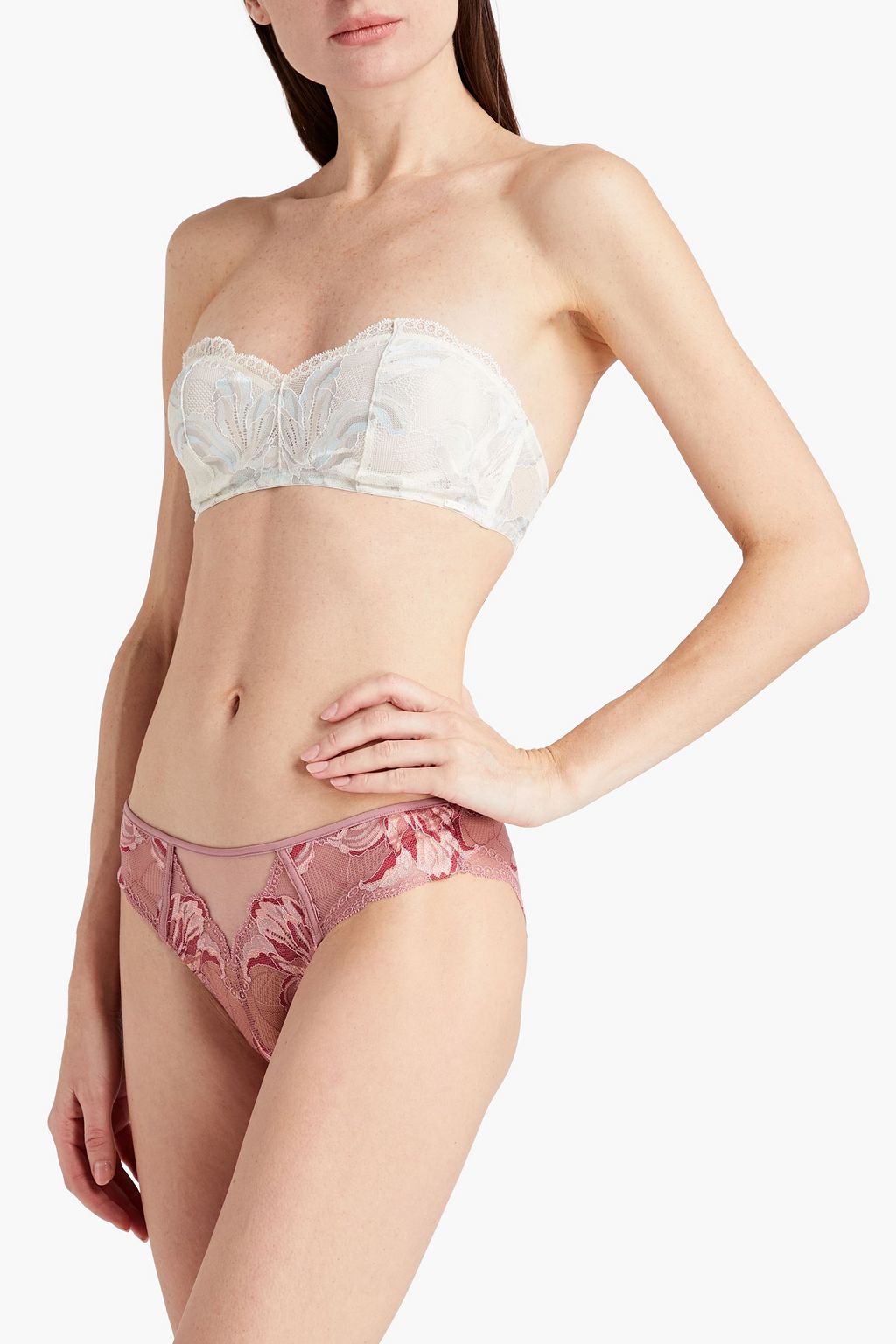 CALVIN KLEIN Tulle-paneled stretch-lace low-rise briefs