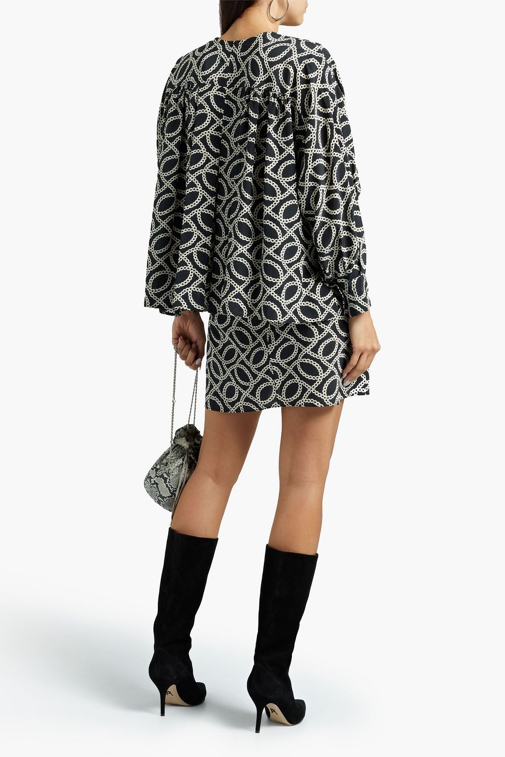 ISABEL MARANT Pleated printed silk-blend mini skirt