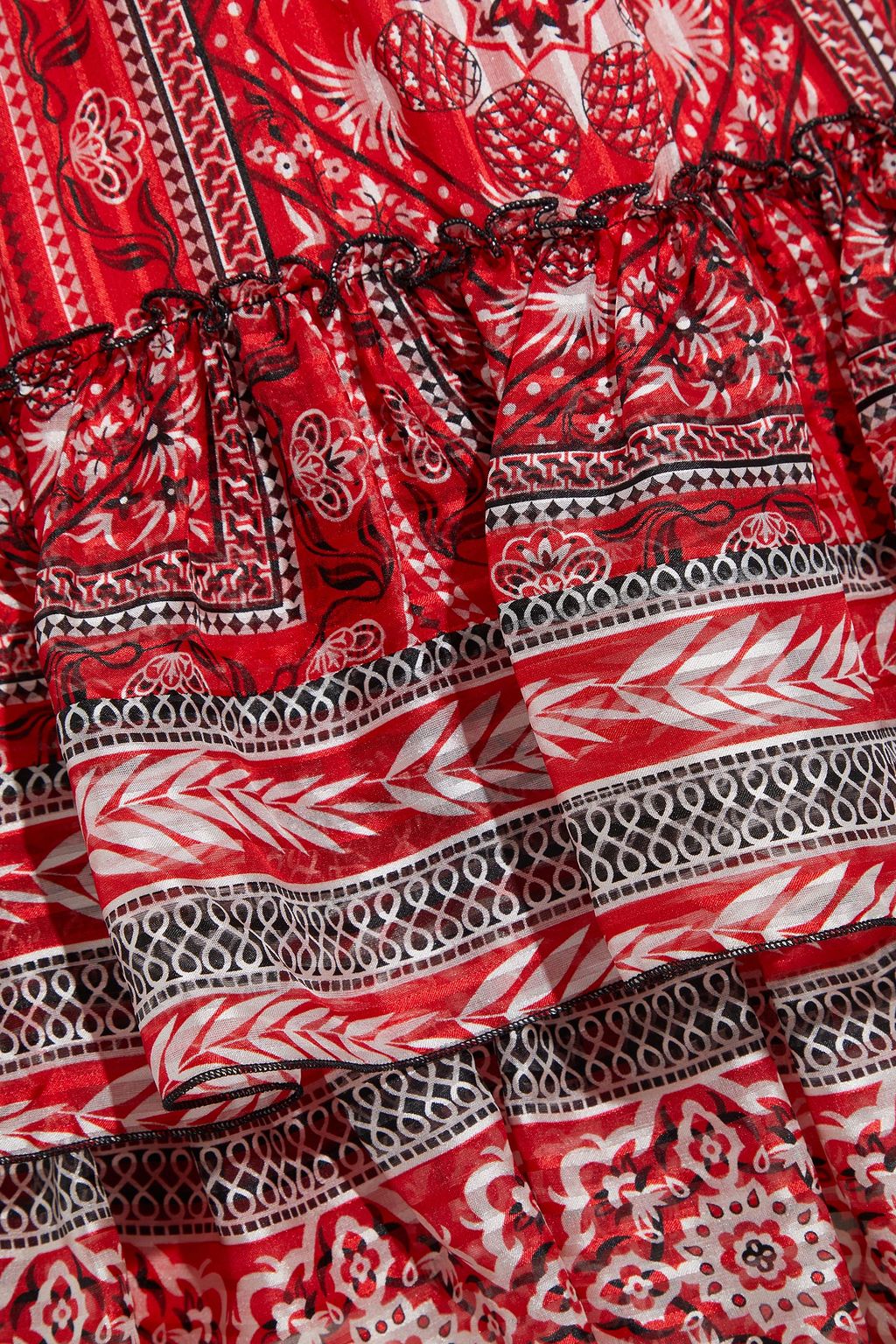 ISABEL MARANT Ruffle-trimmed printed silk-voile jacquard mini skirt