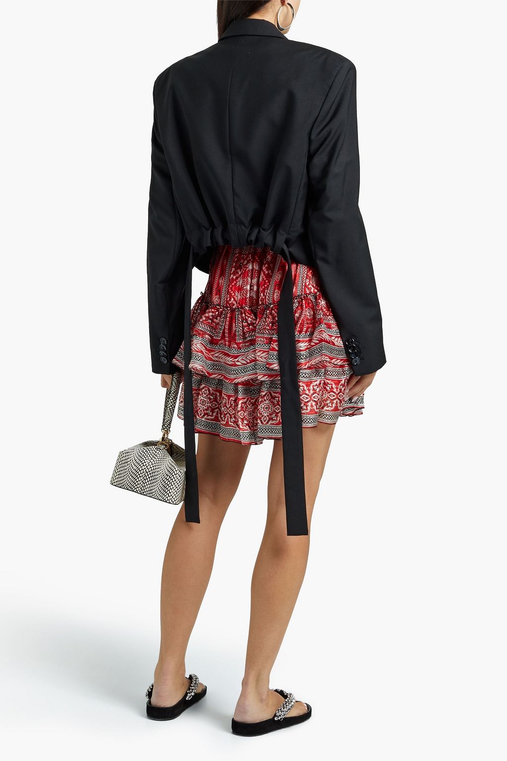 ISABEL MARANT Ruffle-trimmed printed silk-voile jacquard mini skirt